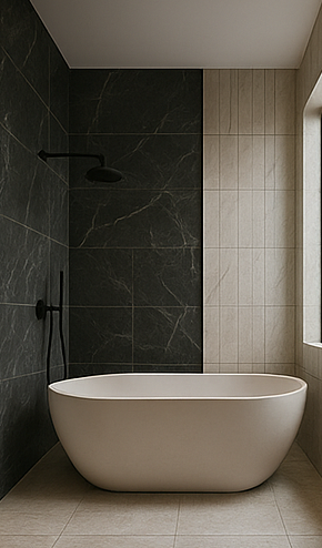 Minimalistisches Schwarz-Weiß-Bad in Salzburg Maxglan